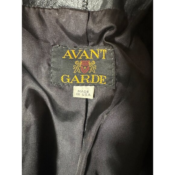 AVANT GARDE Vintage Black Leather Blazer Jacket 70s 80s USA Women Small - Picture 5 of 13